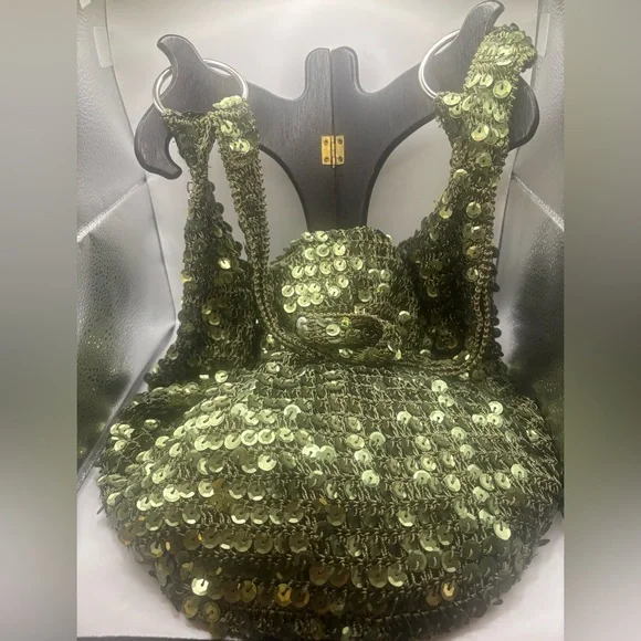 Vintage Crocheted Sequin Hobo/Crossbody Bag - Picture 2 of 9